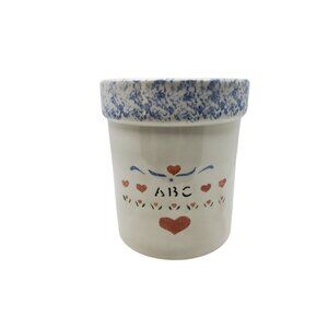 Vintage Stoneware Crock With Heart & ABC Design